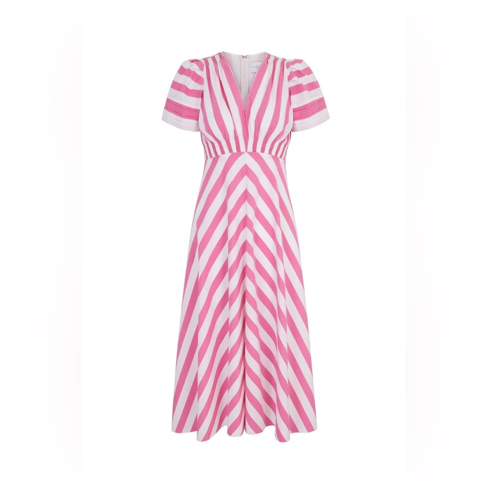 Suzannah London Pink and White Striped Cotton Classic Tea Dress